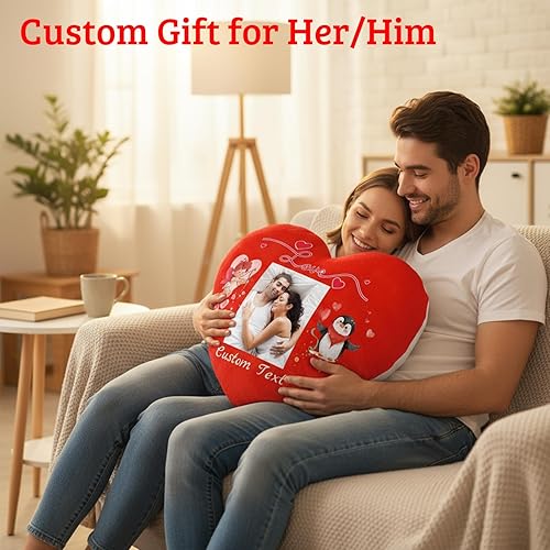 Miniatura 5 de Almohada de corazón personalizada con relleno, almohadas personalizadas en forma de corazón con nombre de foto como almohadas de San Valentín para