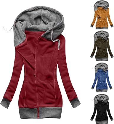 Amazon.com: Zip up Sudaderas Mujeres Sudaderas Largas Sudaderas Chaqueta  Térmica Superior Sólido Sudadera Larga Outwear Abrigo con Bolsillos : Ropa,  Zapatos y Joyería