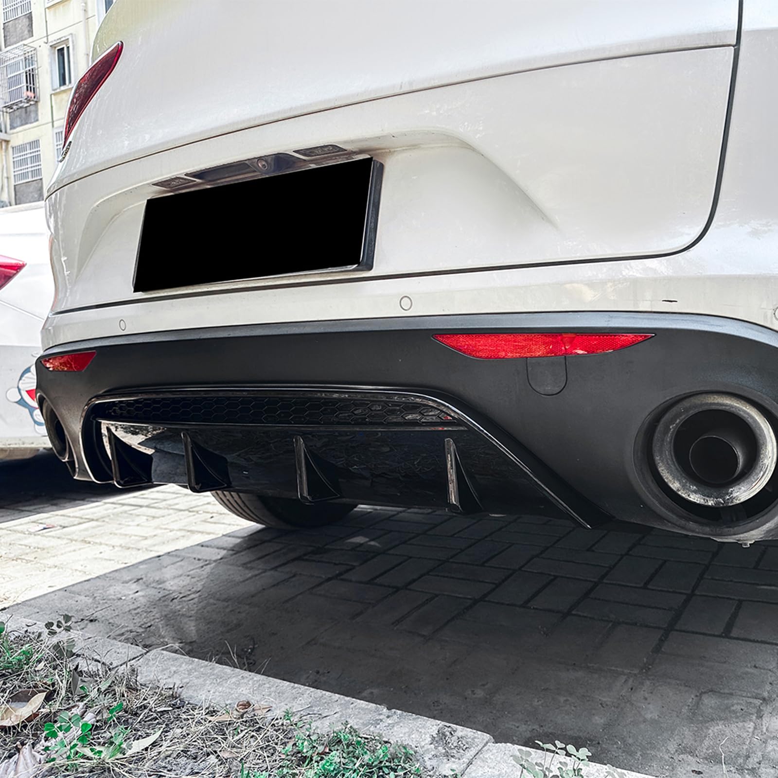 Diffusore labbro paraurti posteriore kit carrozzeria per Alfa Romeo Stelvio 2017-2024 nero lucido/aspetto fibra di carbonio