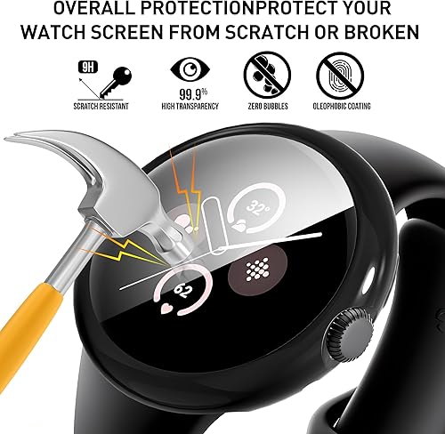 Miniatura 3 de Suoman Paquete de 3 fundas para Google Pixel Watch 3, para Google Pixel Watch 2, para Google Pixel Watch de 1.61 pulgadas, funda protectora completa