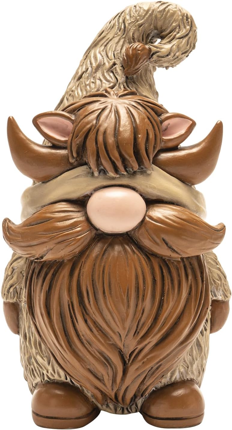 TOLIMI Highland Cow With Gnome Resin Garden Statue – Solar Lantern Outdoor Decor For Yard & Patio, Cute Gift Idea