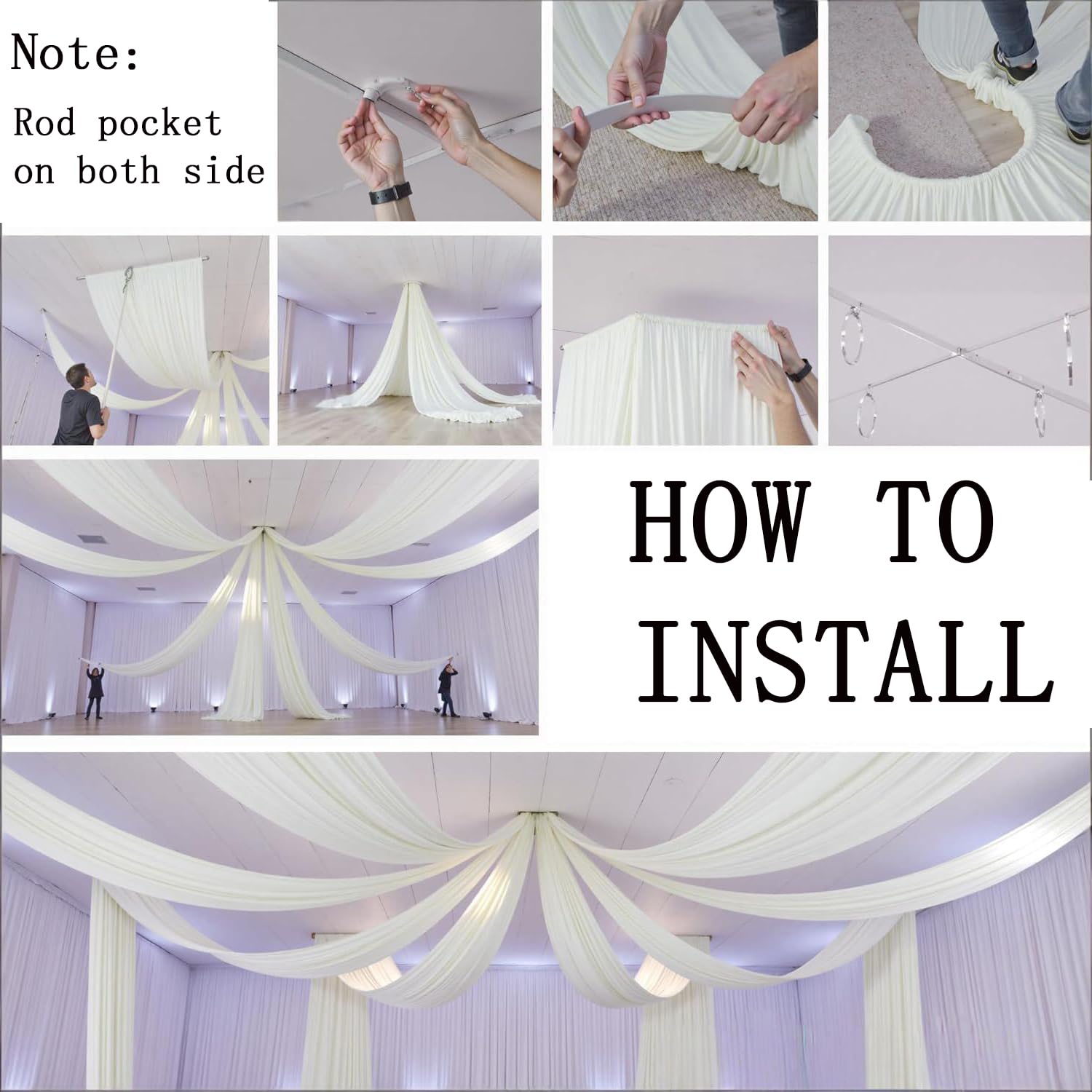 2 Paneele Lavendel-Deckenvorhänge für Hochzeiten, Deckenvorhänge, Chiffon-Deckenstoff, Drapierstoff für Hochzeit, Party, Verlobung, Brautparty, Deckenvorhänge, Dekoration