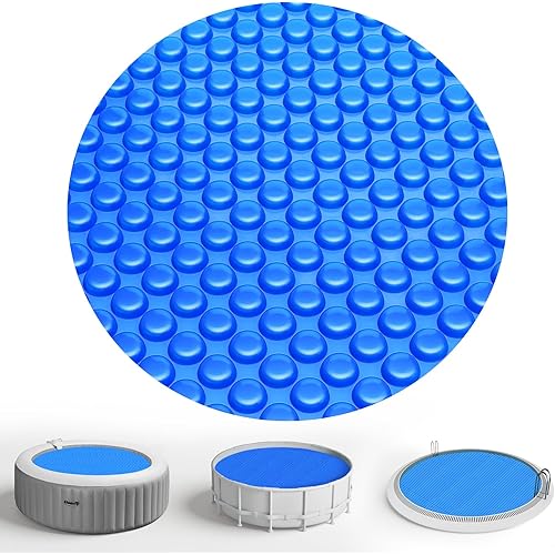 Solar Pool Cover 15 Ft Diameter Round Solar Blanket for Above Ground Inground Pools, Hot Tub SPA Bubble Wrap Pool Protector, 12 Mil Circle Thermal Covers Floating Blanket Mat for Swimming Pools