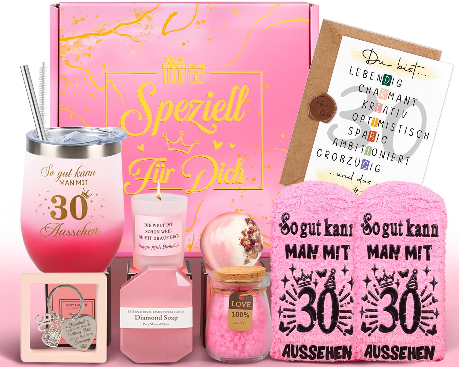 Giftota 30 Geburtstag Frauen, Geschenke für Frauen Geburtstagsgeschenk für Frau Personalisierte Geschenke 30 Geburtstag Geschenkset Rituals Frau für Freundin, Schwester, Ehefrau, Mama, Kollege