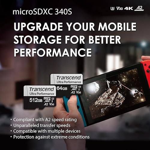 Miniatura 3 de Transcend Tarjeta micro SD microSDXC A2 V30 de 512 GB, hasta 160 MBs, para Nintendo Switch, GoPro, Steam Deck, ROG Ally, MSI Claw, DJI, Insta360,