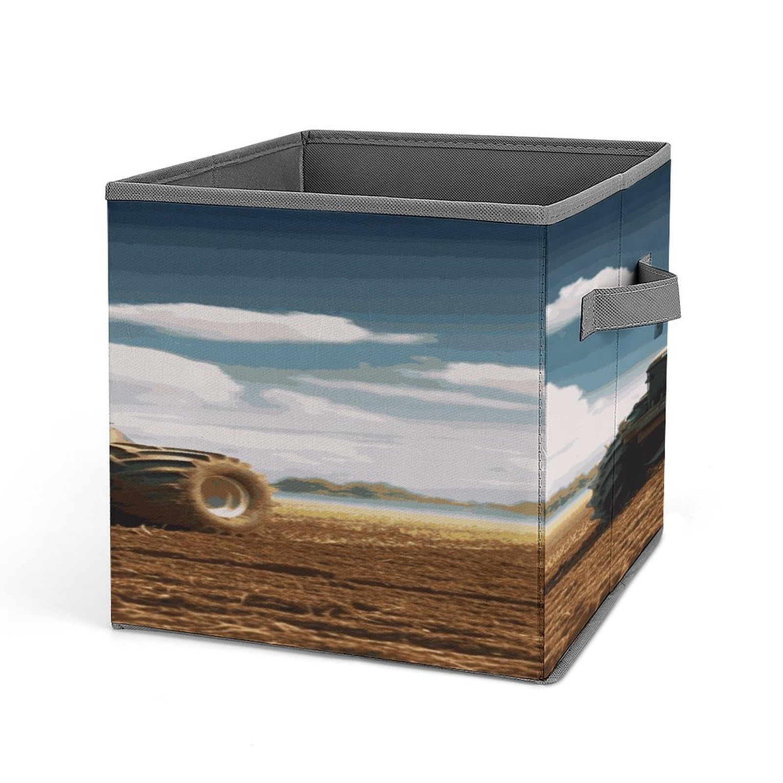 Fodpand Style Fantasy Farm Tractor Storage Cubes Foldable Decorative Fabric, Storage Bins Baskets With Handles, Closet Organizers And Storage For Home, Office,Closet, Clothes