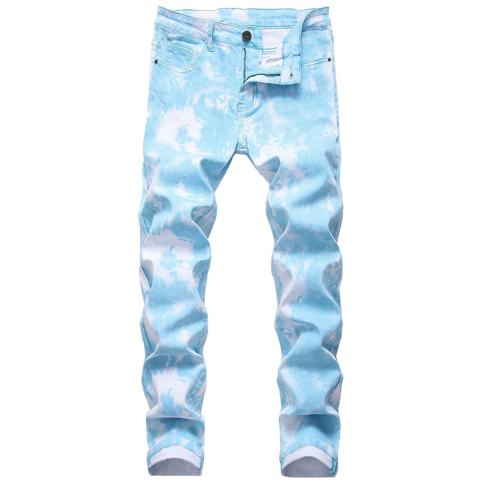Jeans Strappati da Uomo, Pantaloni Jeans Uomo Strappati Pantaloni Distruzione Foro Dritto Jeans Distressed Pantaloni Denim Skinny Slim Nero Estivi Jeans Curvy Jeans Nero Stile Hip-Hop Streetwear Y2k