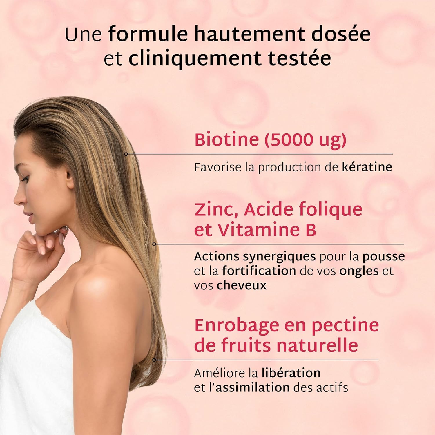 Mium Lab - Cure 21 jours - Pousse & Fortification Cheveux et des Ongles - Cliniquement testé & Hautement dosé (10000% Biotine) | Gummies Goût Fruits Rouges Sans Sucre | Fabriqués en France