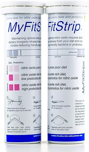 Miniatura 4 de Tira de prueba de óxido nítrico, rastrea tanto el nitrato prebiótico como el biomarcador para el óxido nítrico de MyFitStrip - 25 tiras de prueba de