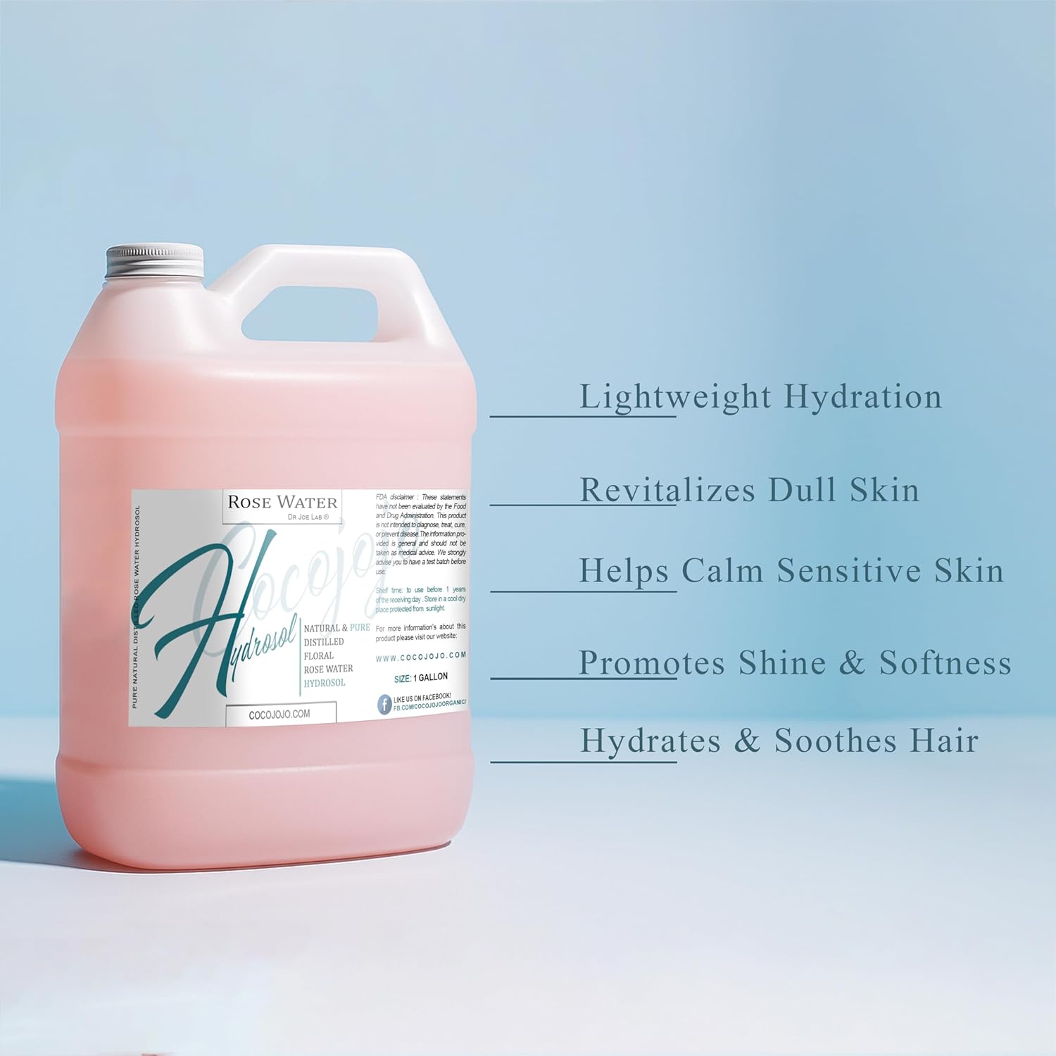 Rose Hydrosol Spray Cleansing Non GMO Facial Toner for Face Body Locs Rose Water Hydrating Face Mist, for Hydration Pure & Natural Hydrosol for All Skin Types - COCOJOJO - Bulk 128 OZ - 1 Gallon - Image 3