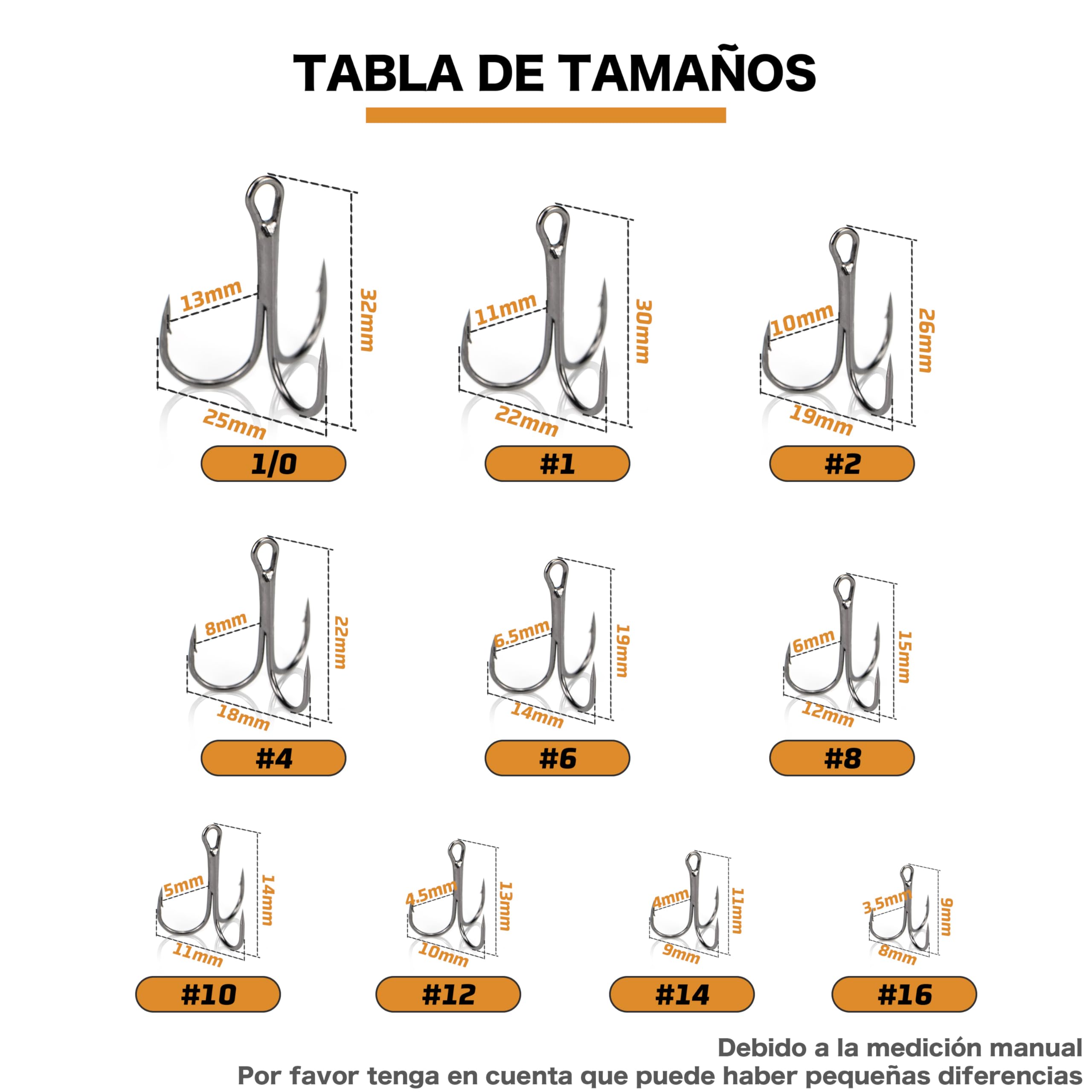 Anzuelos de Pesca Triples de Acero de Alto Carbono, Curvado Redondo, Afilados y Resistentes