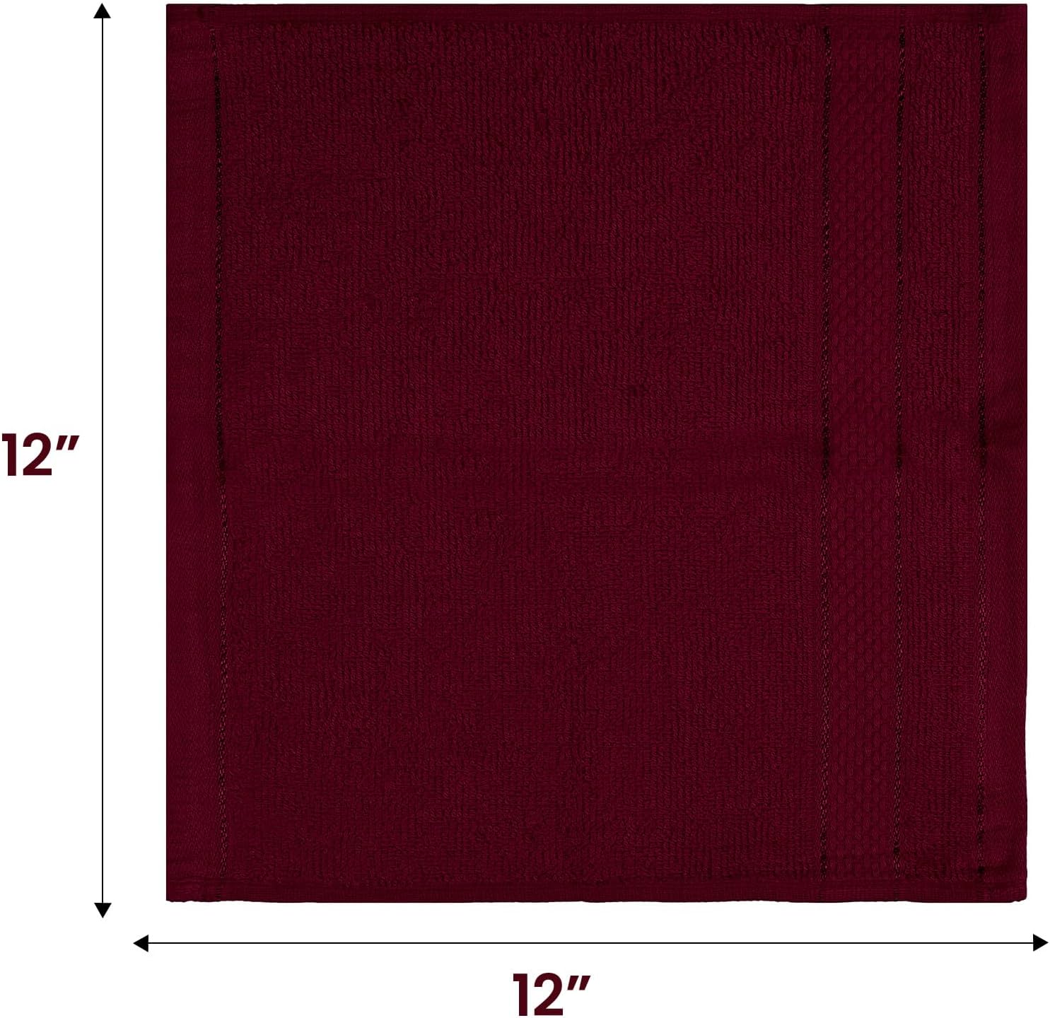 Casa Lino Face Towels & Body Wash Cloths for Hotel - 100% Cotton Wash Cloths for Bathroom - Highly Absorbent & Quick Drying Washcloth Set - Cotton washclothes, 24 Pack 12" x 12" - (Burgundy)