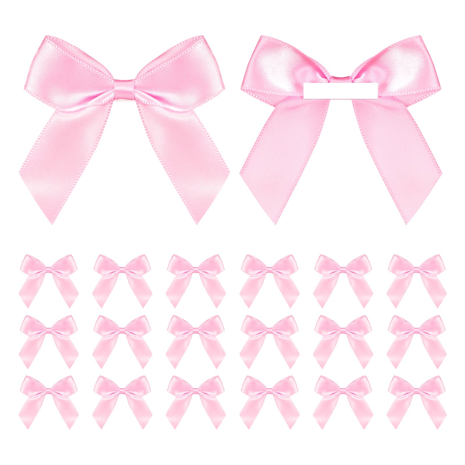 Pink Bow Satin Ribbon for Craft 2" Self Adhesive Premade Mini Bows for Gift Wrapping Crafts, Sewing, Scrapbooking, Weddings, DIY Party Baking