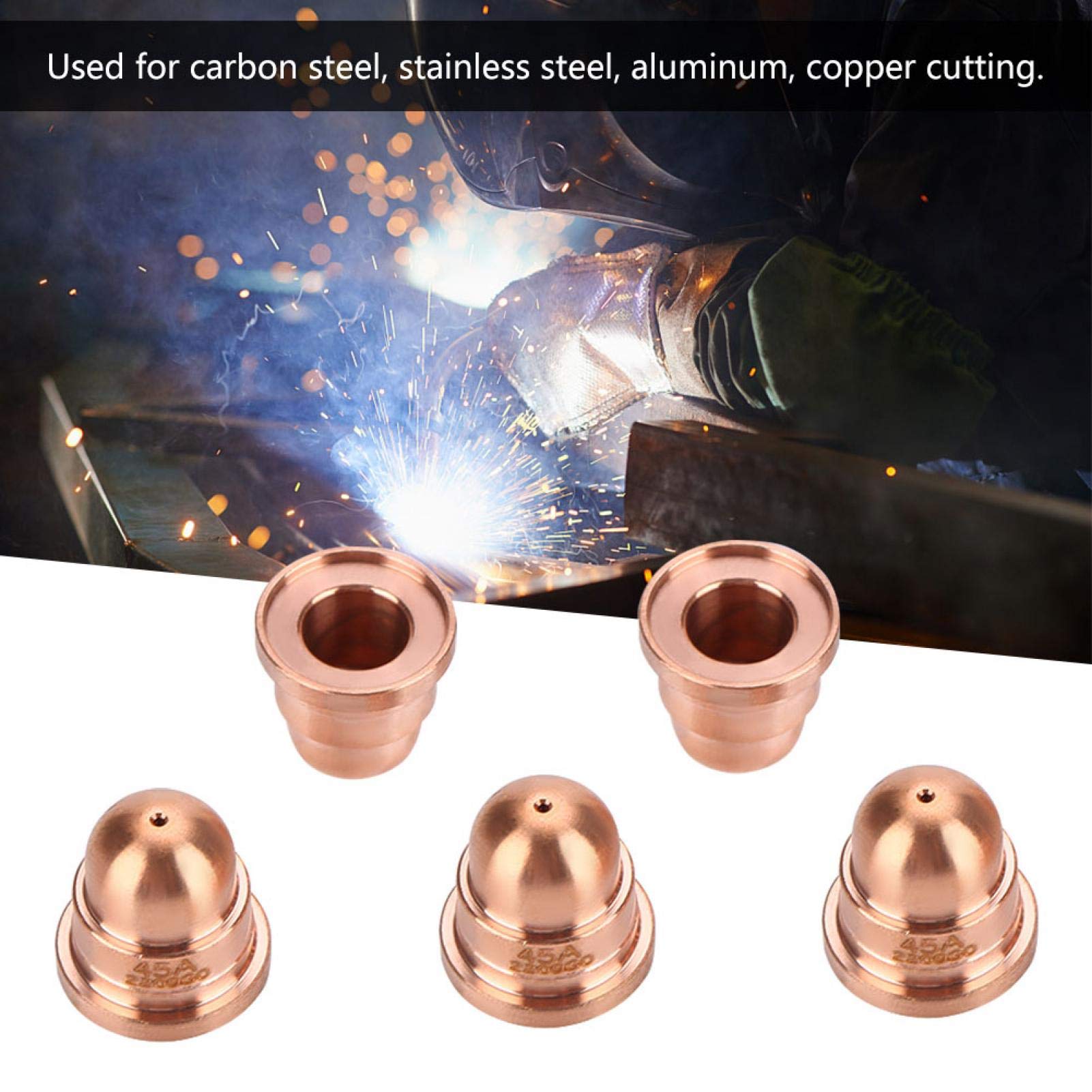 SALUTUYA 5pcs Plasma Cutter Nozzles, Plasma Torch Tips, for Carbon Steel, Stainless Steel, Aluminum,Consumables 220930 for MAX65 Cutting Machine