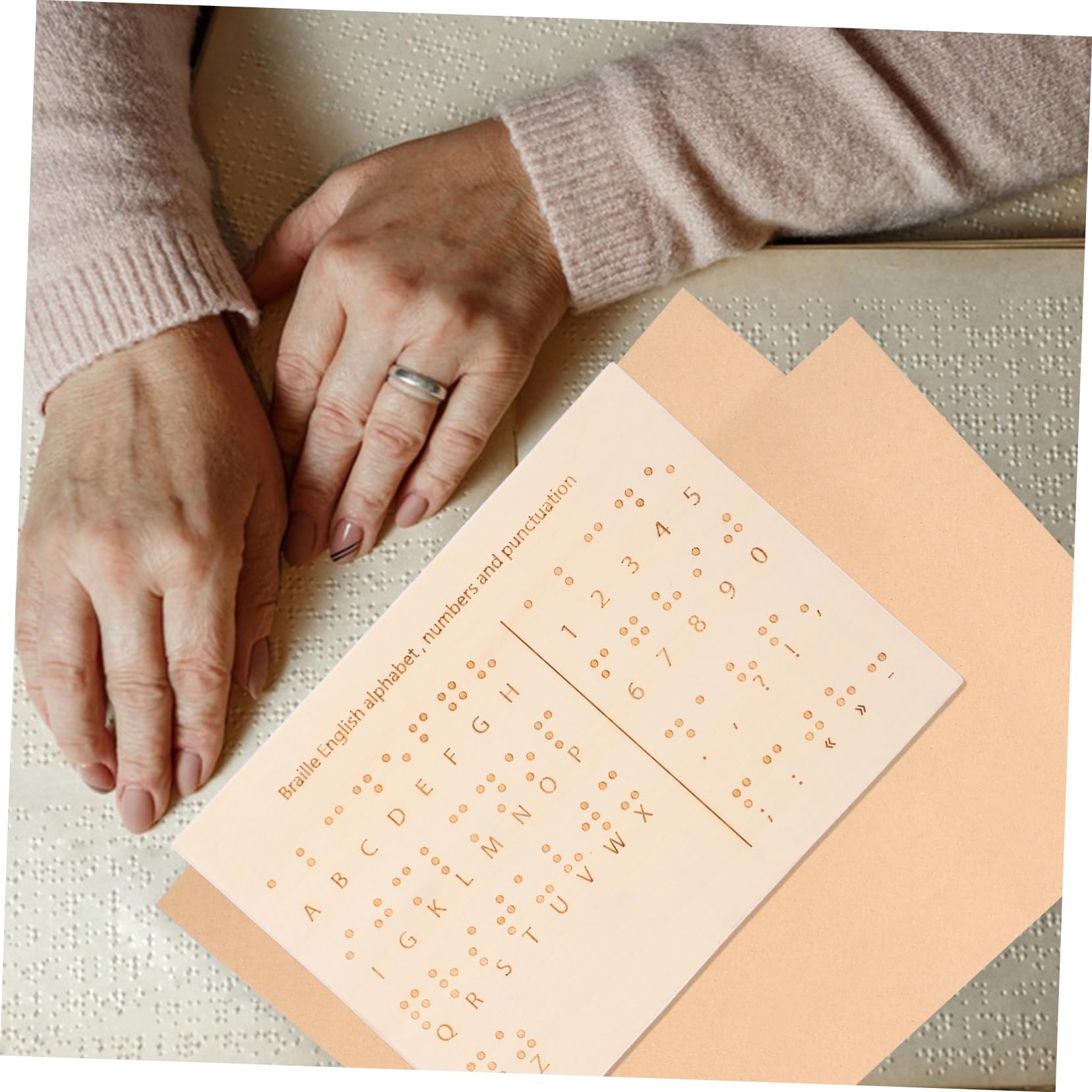 Tavola in Legno per Apprendimento Braille Design Leggero e Supporto alla Lettura Braille per Non Vedenti Uso Educativo