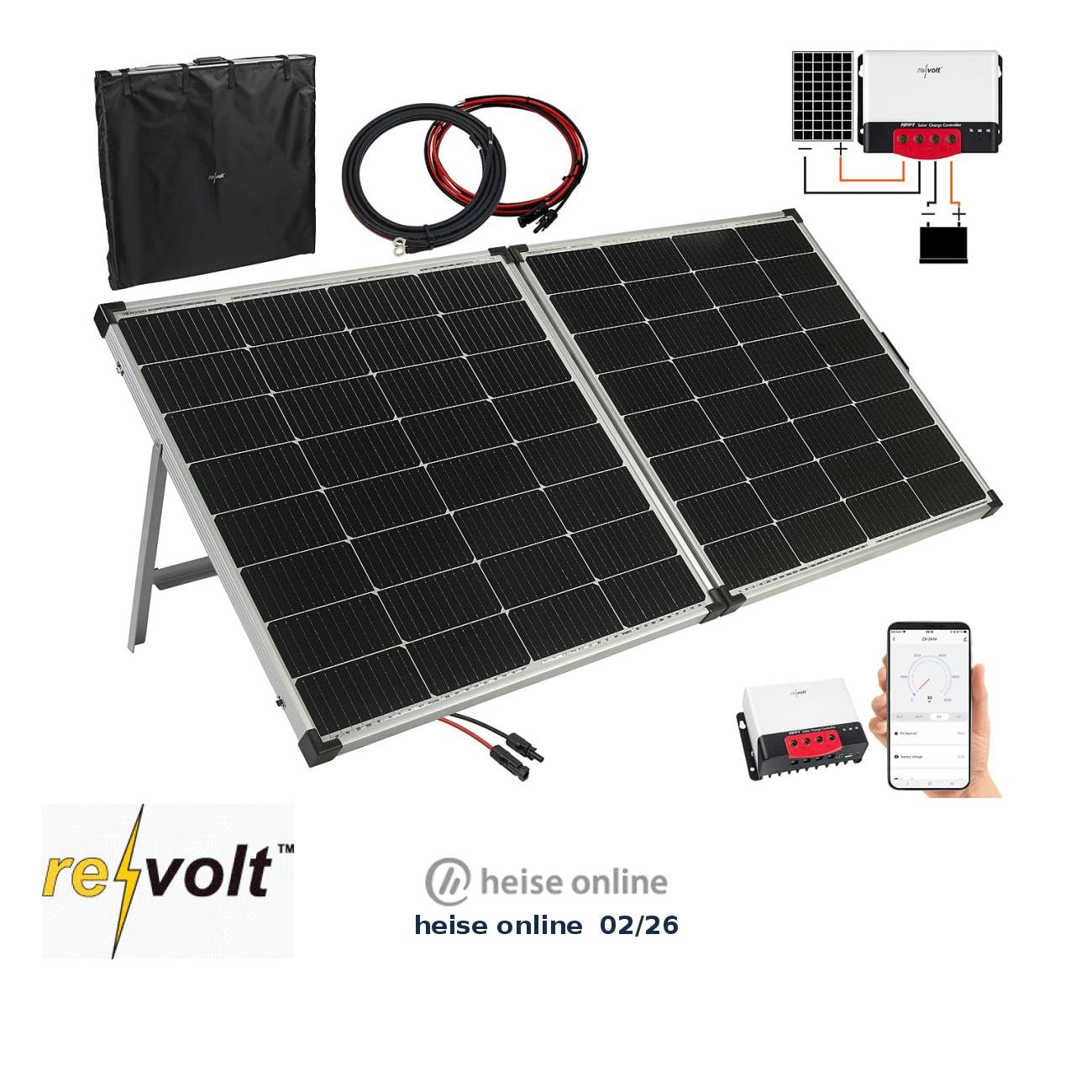 revolt Solar Inselanlage: Solarstrom-Set: MPPT-Laderegler mit 240-Watt-Solarmodul, bis 20 A, App (PV Anlagen, Insel Solaranlage, Anlage)