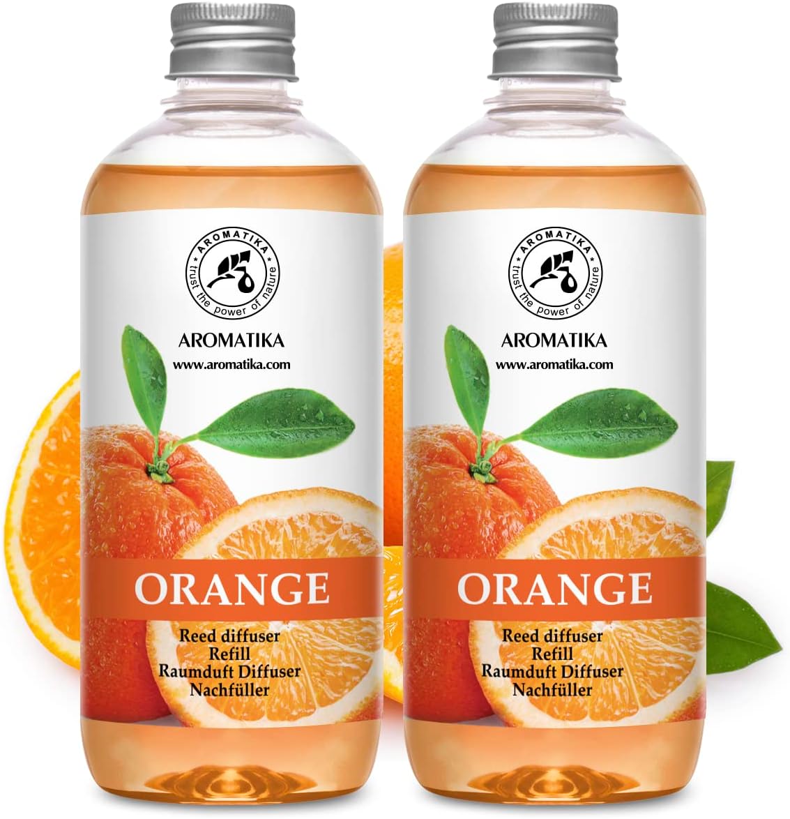 Orange Room Diffuser Refill Set 2*17 Fl Oz - Room Fragrance Diffuser with Natural Essential Orange Oil - Best for Aromatherapy - Spa - Home - Kitchen - Bath - Office - Fintess - Restaurant - Boutique - Image 2