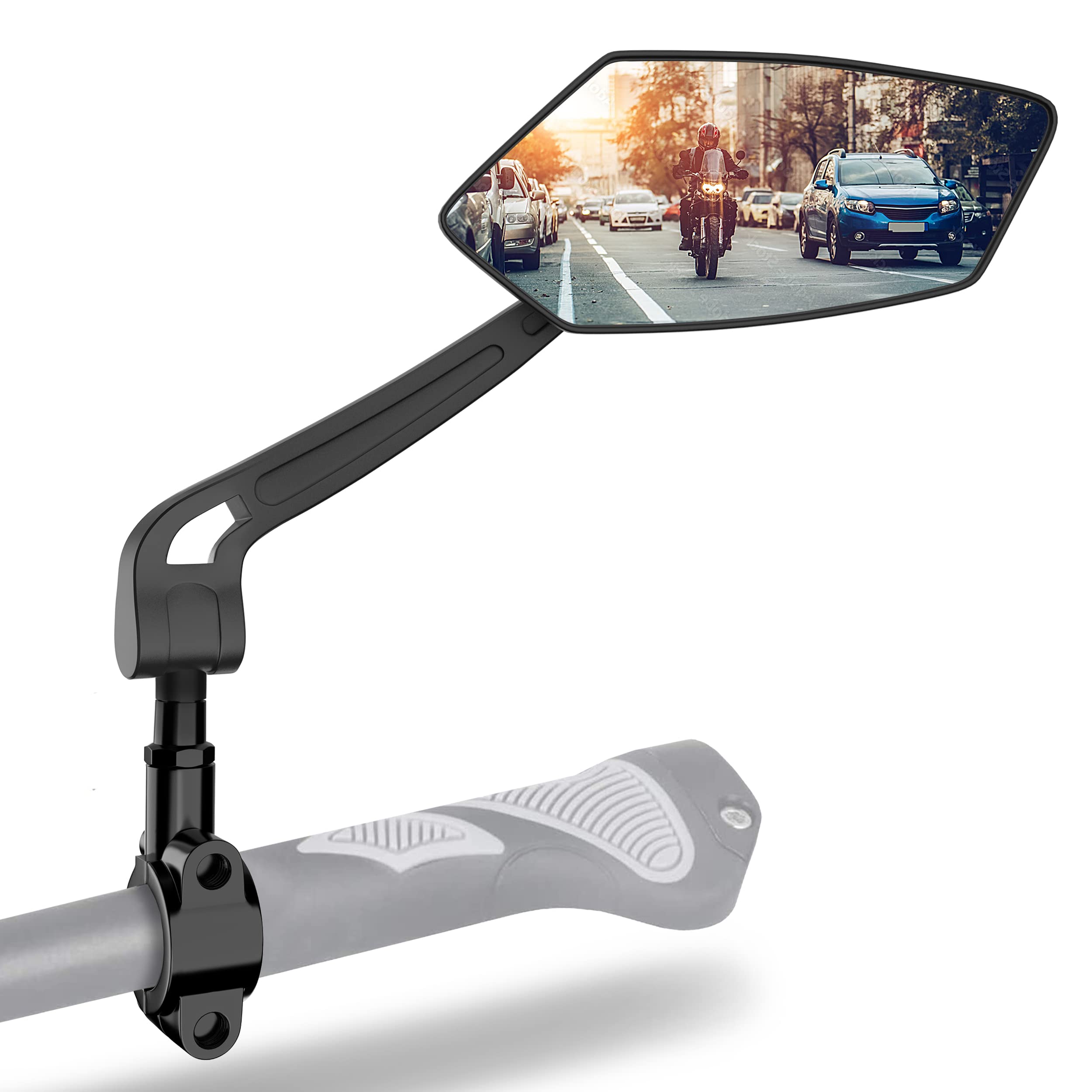 Xcelenze - Fahrradspiegel extra große Spiegelfläche |schlagfestes Echtglas| Fahrradspiegel für Lenker ebike | Rückspiegel Fahrrad Spiegel für e-bike Fahrradrückspiegel klappbar (rechts)