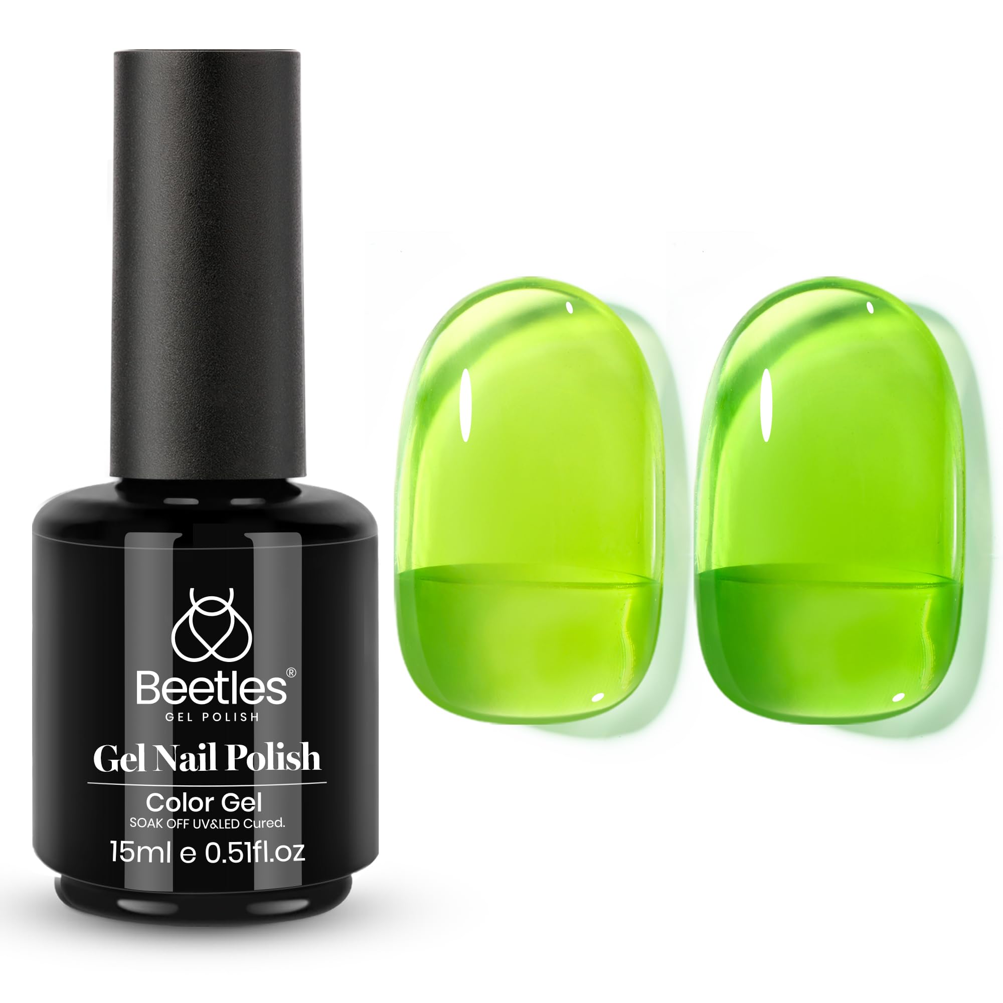 Beetles Green Gel Nail Polish, 15ML Jelly Sheer Translucent Effect | Spring Summer French Nail Art Design - main product image