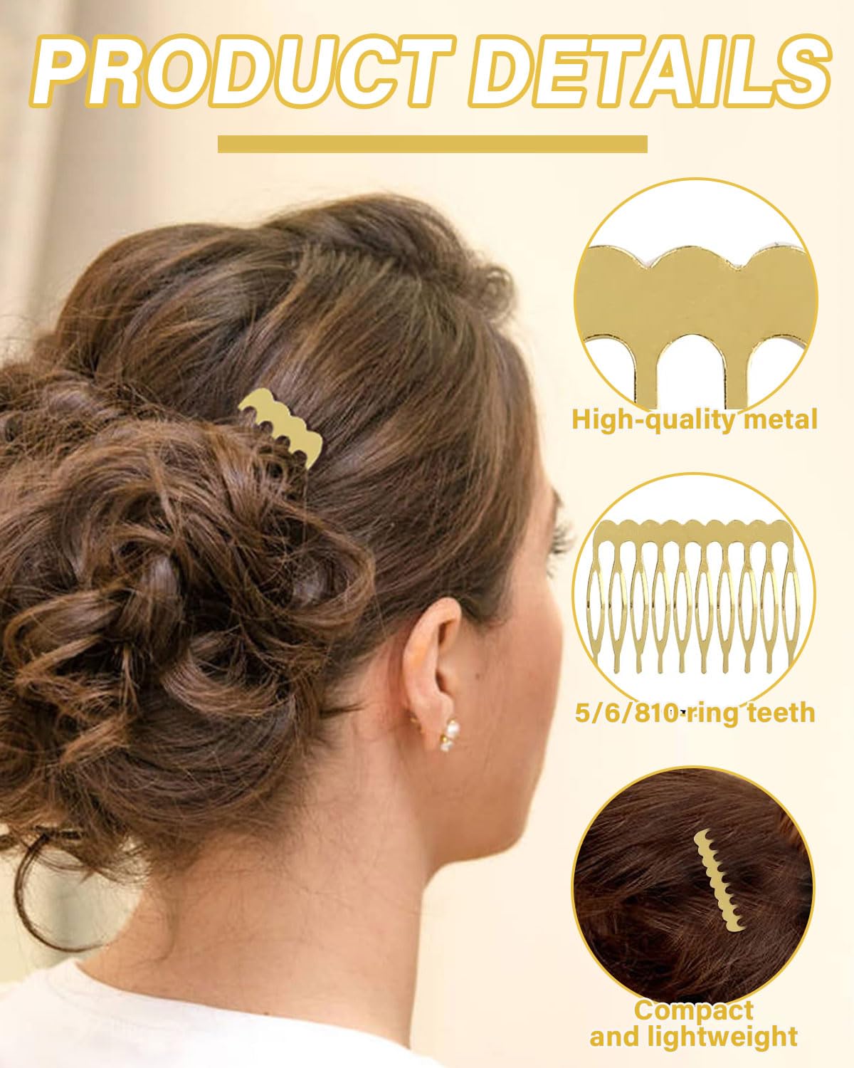8pcs Peineta Para Velo De Novia 5, 6, 8, 10 Dientes Peine Lateral Para El Cabello Diy Metal Peine Del Pelo Dientes Nupciales Peine Alambre Metal Accesorios Para Tocado Para Niñas y Mujeres