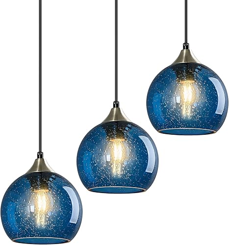 Miniatura 32 de Luces Colgantes de Vidrio Gris Claro Iluminación de Isla de Cocina Luminarias de Luz Colgante Globo Iluminación Colgante Moderna para Dormitorio