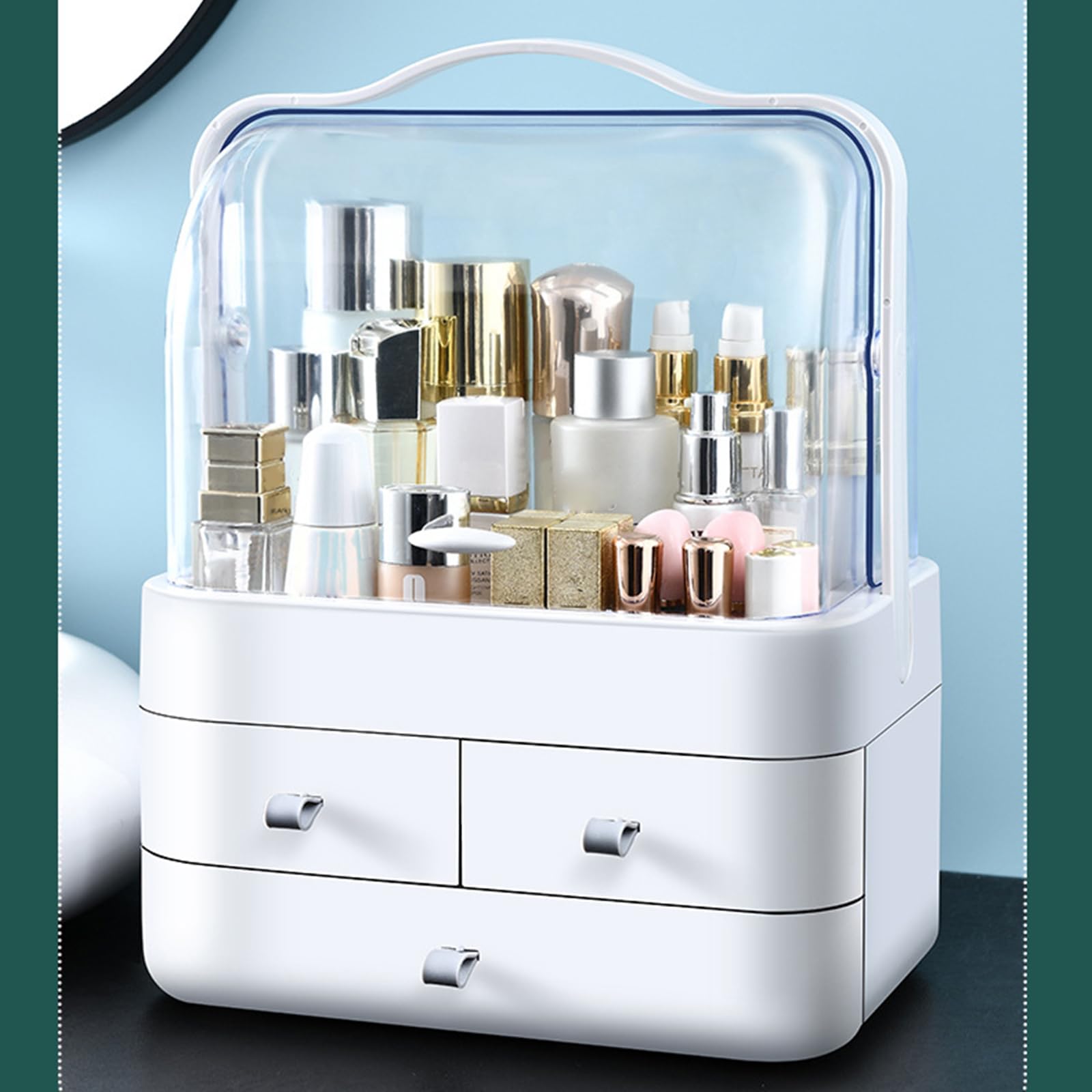 Make up Organizer mit viel Platz Aufbewahren verschiedener Kosmetik Accessoires für Beauty Enthusiasten und Make up Künstler PVC Organizer