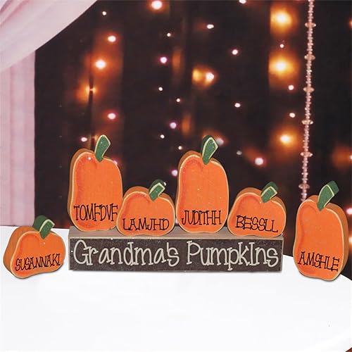 Miniatura 1 de Juego de letreros personalizados de bloques de calabaza con chispeantes para Halloween, bandeja escalonada, decoración de chimenea, regalo familiar