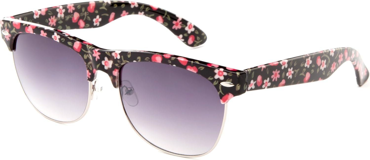 Newbee Fashion Floral Design Flower Art Semi-Rimmed Unique Love Women Spring Fashion Sunglasses