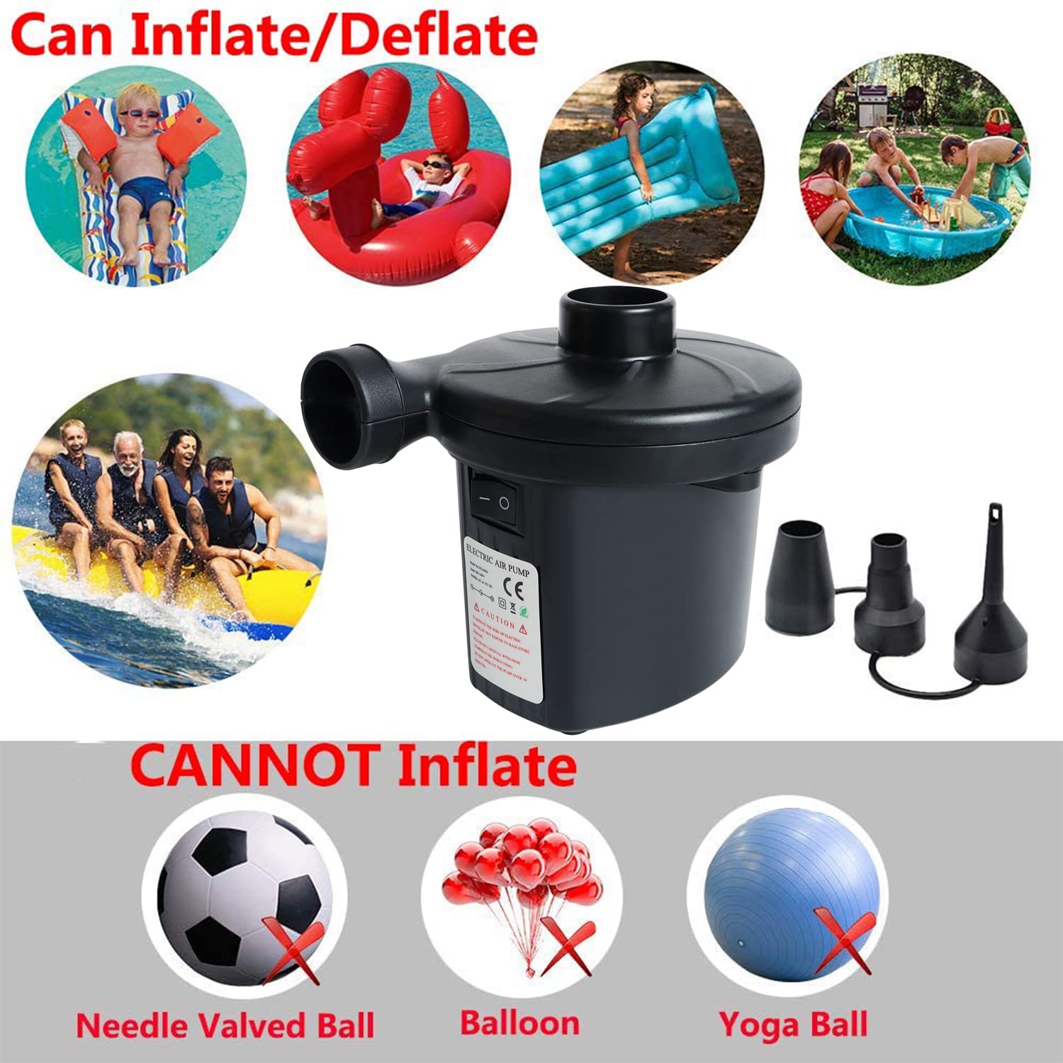 Elektrische Luftpumpe 2-in-1 - Aufblasen & Entleeren Für Luftmatratzen & Poolspielzeug