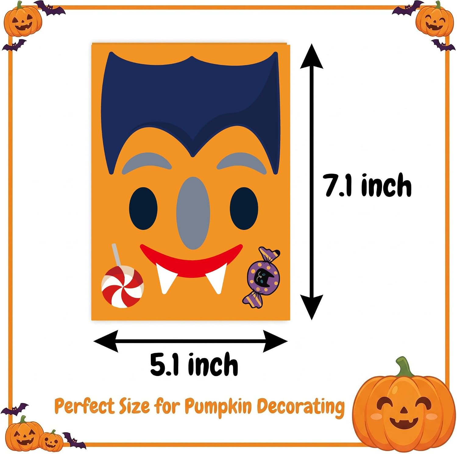 48 Sheets Pumpkin Decorating Kit, Halloween Pumpkin Face Stickers image 3