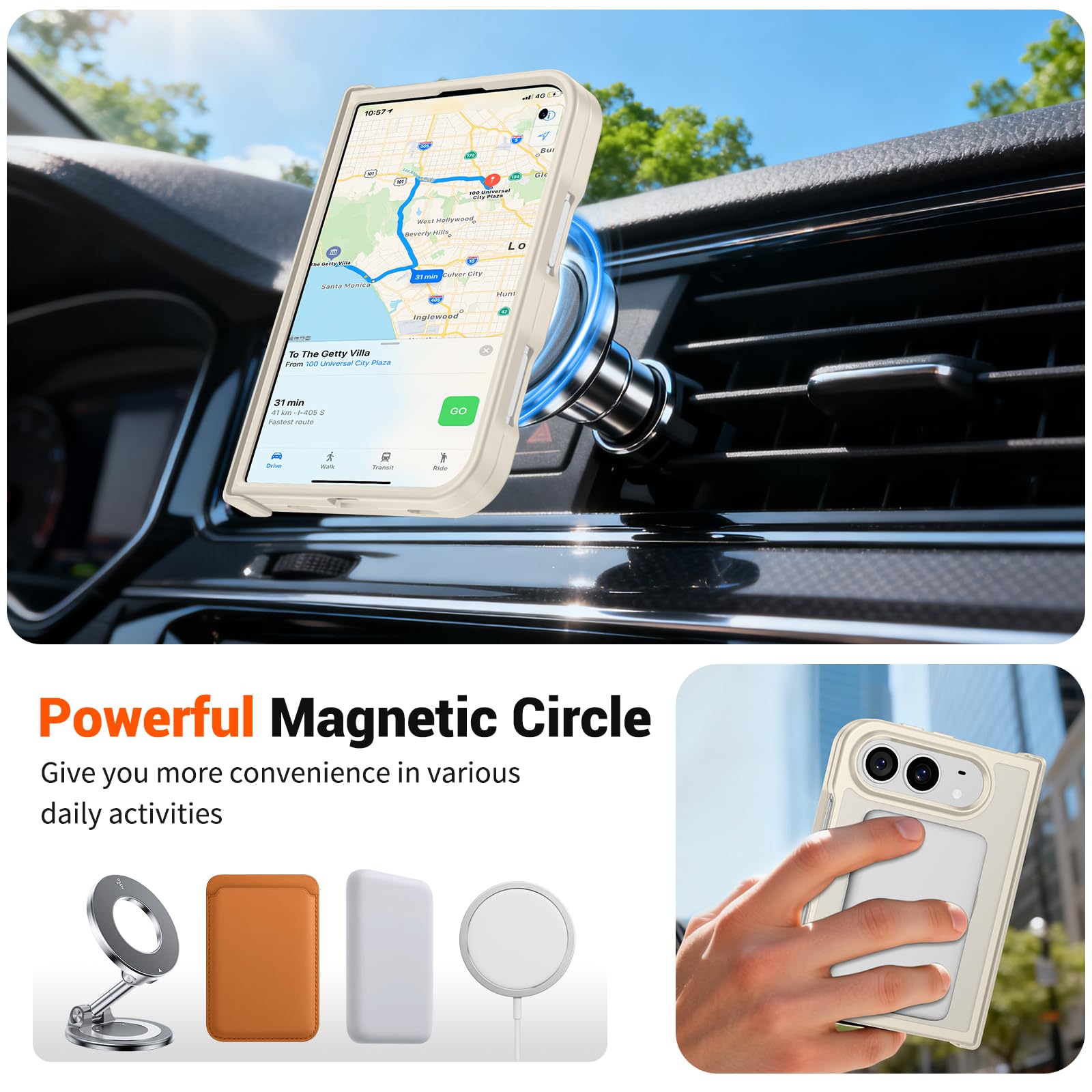 SUPFINE Coque magnétique pour iPhone Duo avec charnière complète Potection