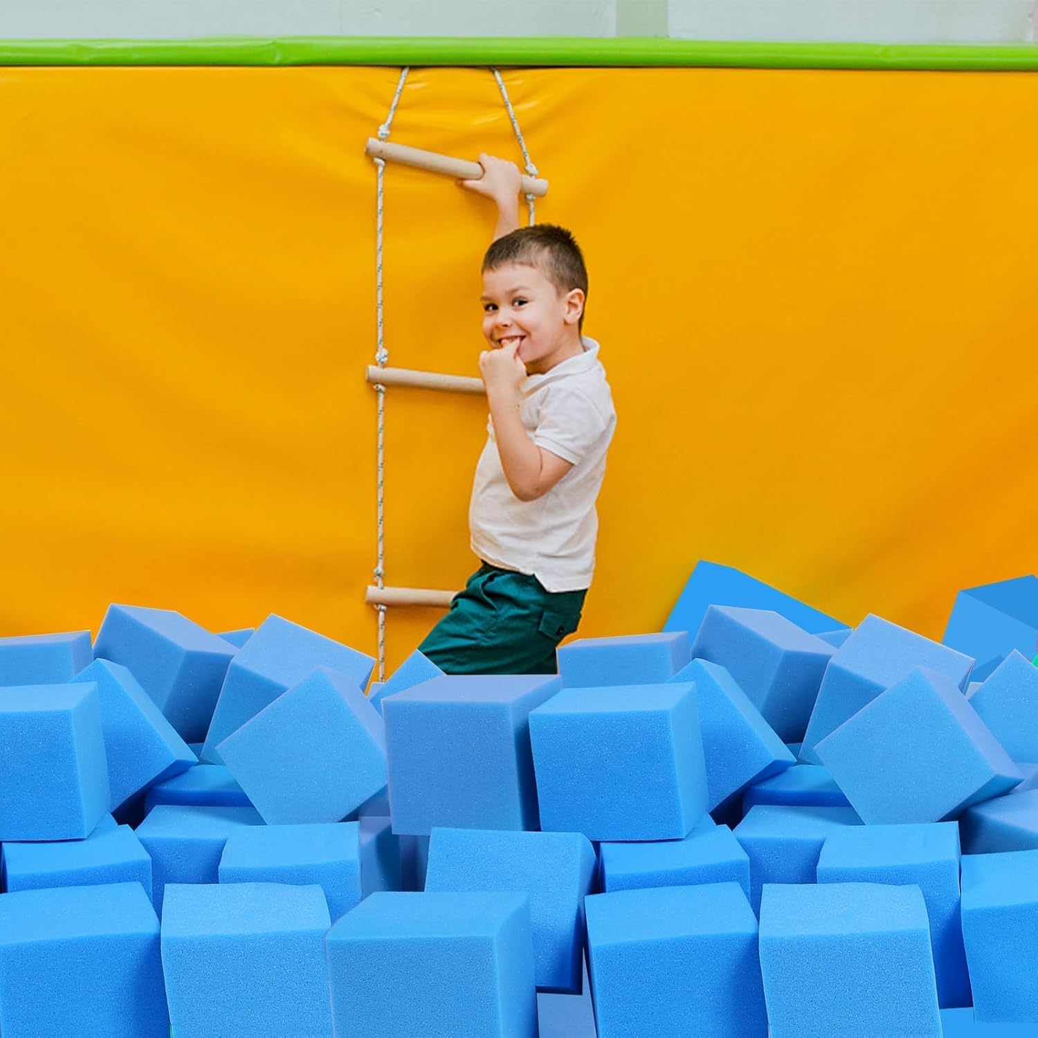 TRENDBOX 48 PCS 5" x 5" x 5" Foam Pit Blocks Sponge Cubes Foam Pit Cubes Sponge Blocks for Amusement Park, Gymnastics, Freerunning and Parkour Courses - Dark Blue (New)