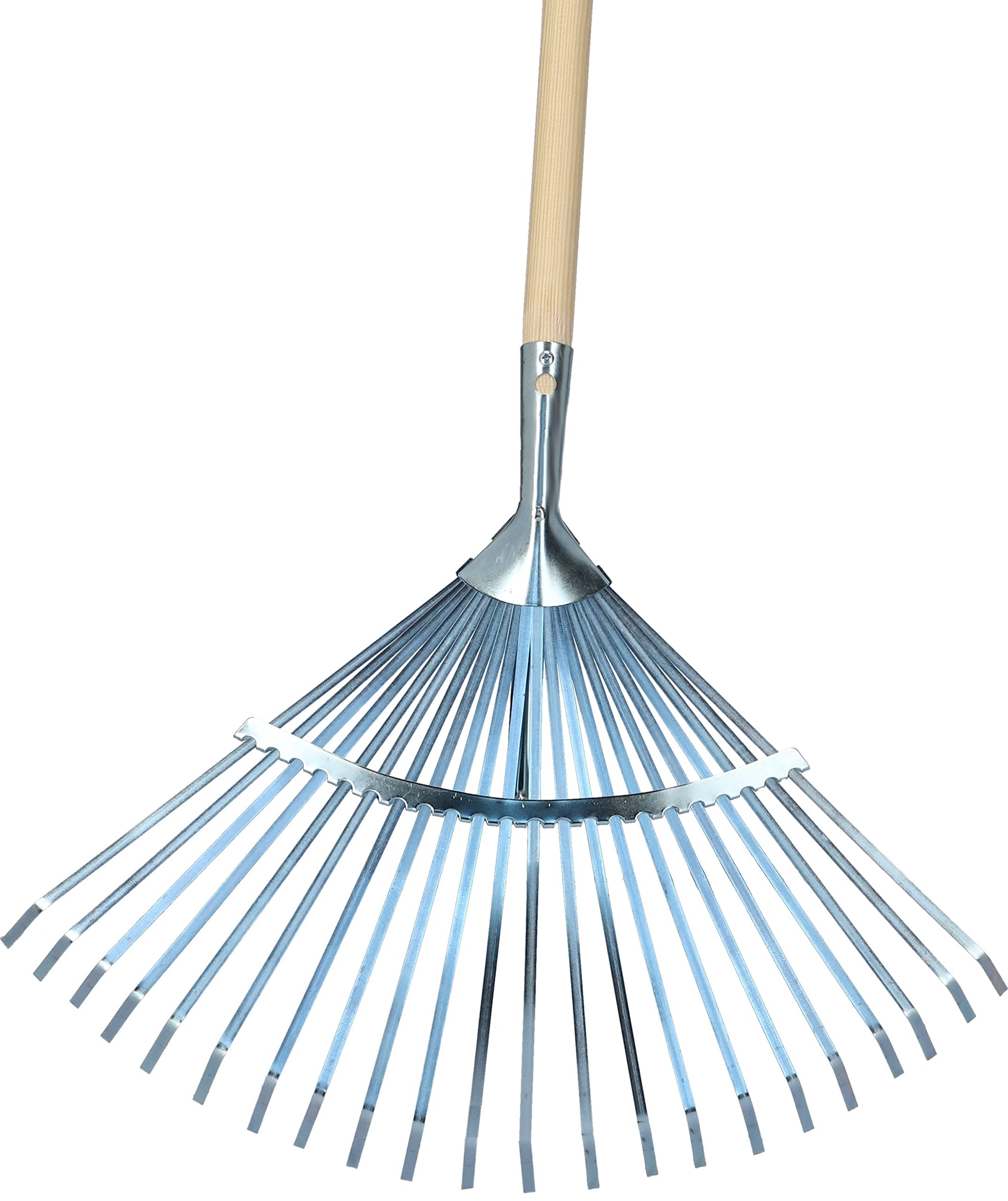 KOTARBAU® Rastrillo Jardín - Acero - 45 cm - Regulable - Rastrillo Hojas Jardín - con Mango 183 cm - Herramienta Robusta para Jardinería - Plateado y Madera Natural