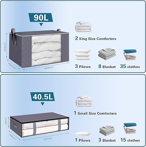 Miniatura 5 de Paquete de 6 organizadores de armario de 40.5L90L con tapas debajo de la cama, bolsas de almacenamiento plegables para mudanzas, ropa de cama,