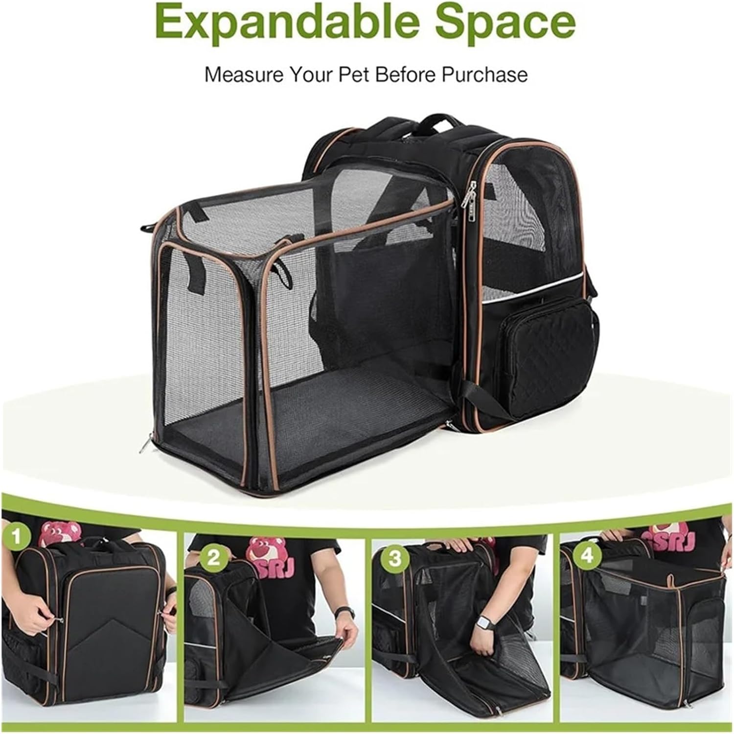 Foldable Small Dog Charter Carrying Out Bag Portable Breathable,Compatible for Dogs Large-Capacity Pet