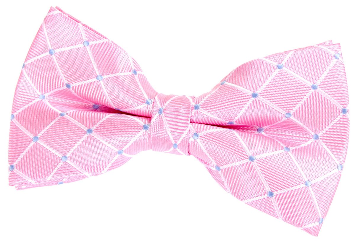 Retreez Dots and Check Pattern Woven Pre-tied Bow Tie (5")