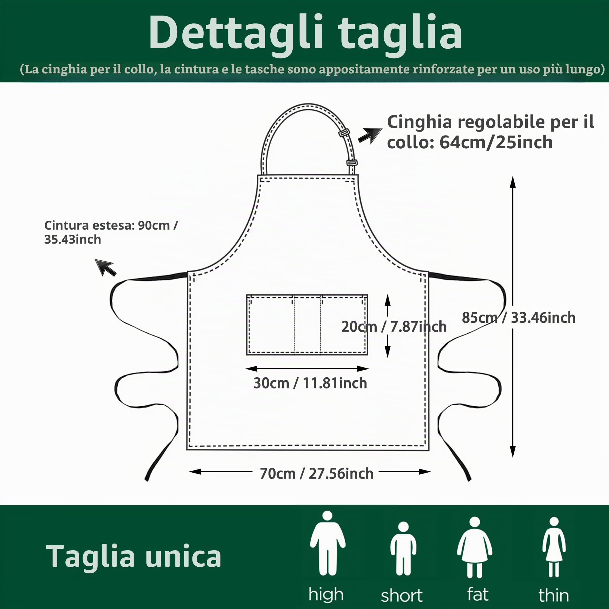 5 Pezzi Nero Bianco Cucina Grembiule, Professionale Lavoro Grembiule per Donne Uomini Ristorante (Regolabile,3 Tasche)
