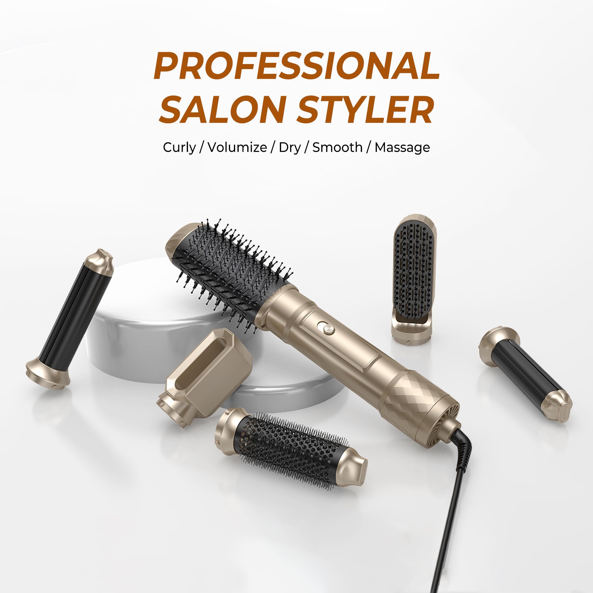 Atopskins Airstyler 6 in 1, Asciugacapelli 6 in 1 Spazzola Asciugacapelli 6 in 1, Hairstyler 6 in 1 Multifunzione Phon Capelli,Spazzola Asciugacapelli, Ioni Air Curler Brush, Regali Set per Donne