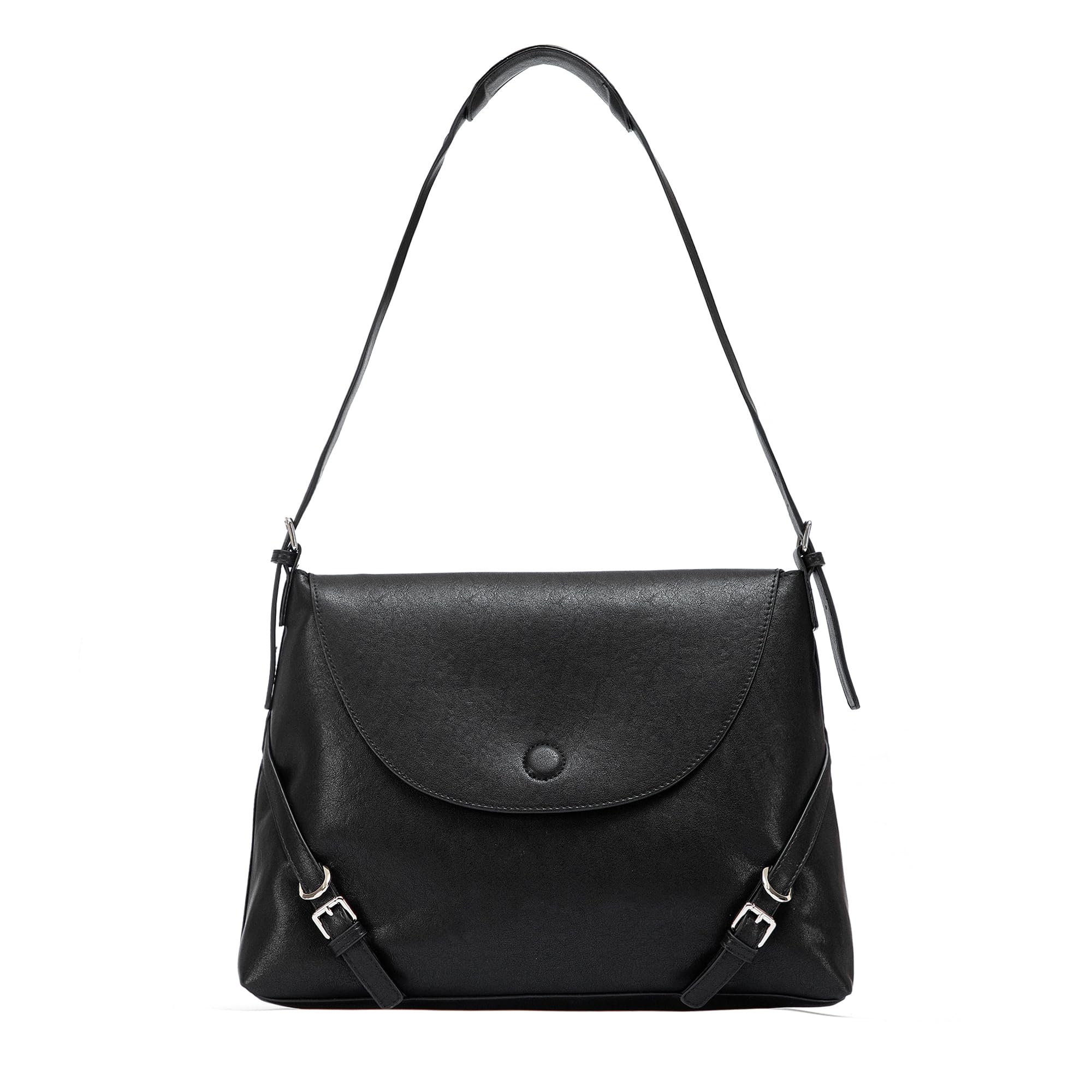 NEWBELLA Tote Bag for Women, Vegan Leather Crossbody Shoulder Bag, Top Handle Satchel Purse for Work, Travel, Daily Use (Black Envelope)