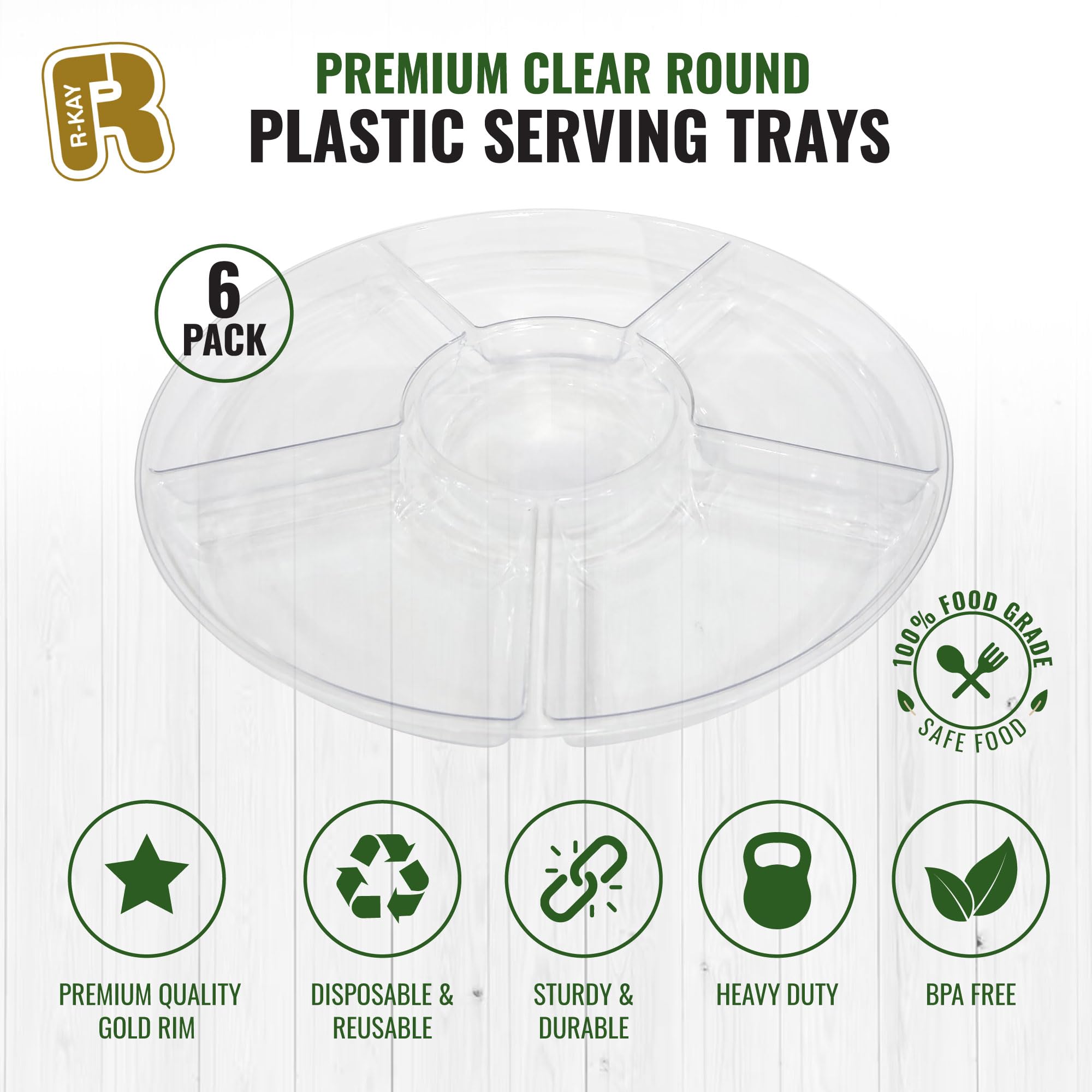 Frcctre Round Plastic Serving Tray With Lid Fruit Platter Tray For