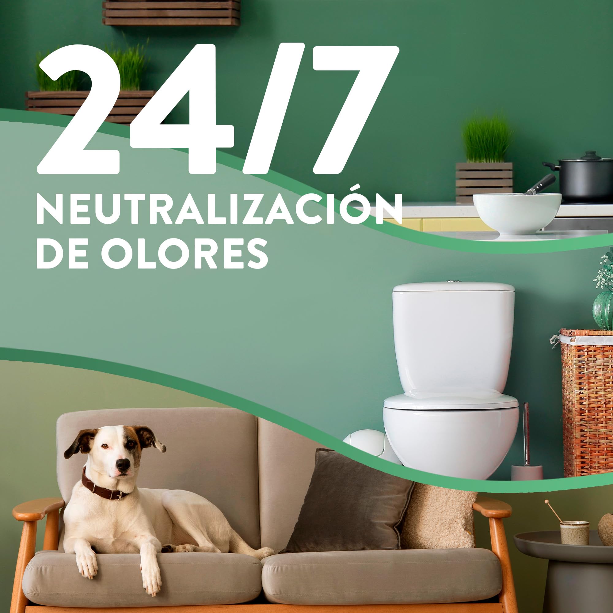 Air Wick Active Fresh Spray Automático Sin Aerosol, ambientador hogar neutralizador de olores con fragancia a Campo de Lavanda, 2 veces más aceites esenciales, Recambio 228 ml