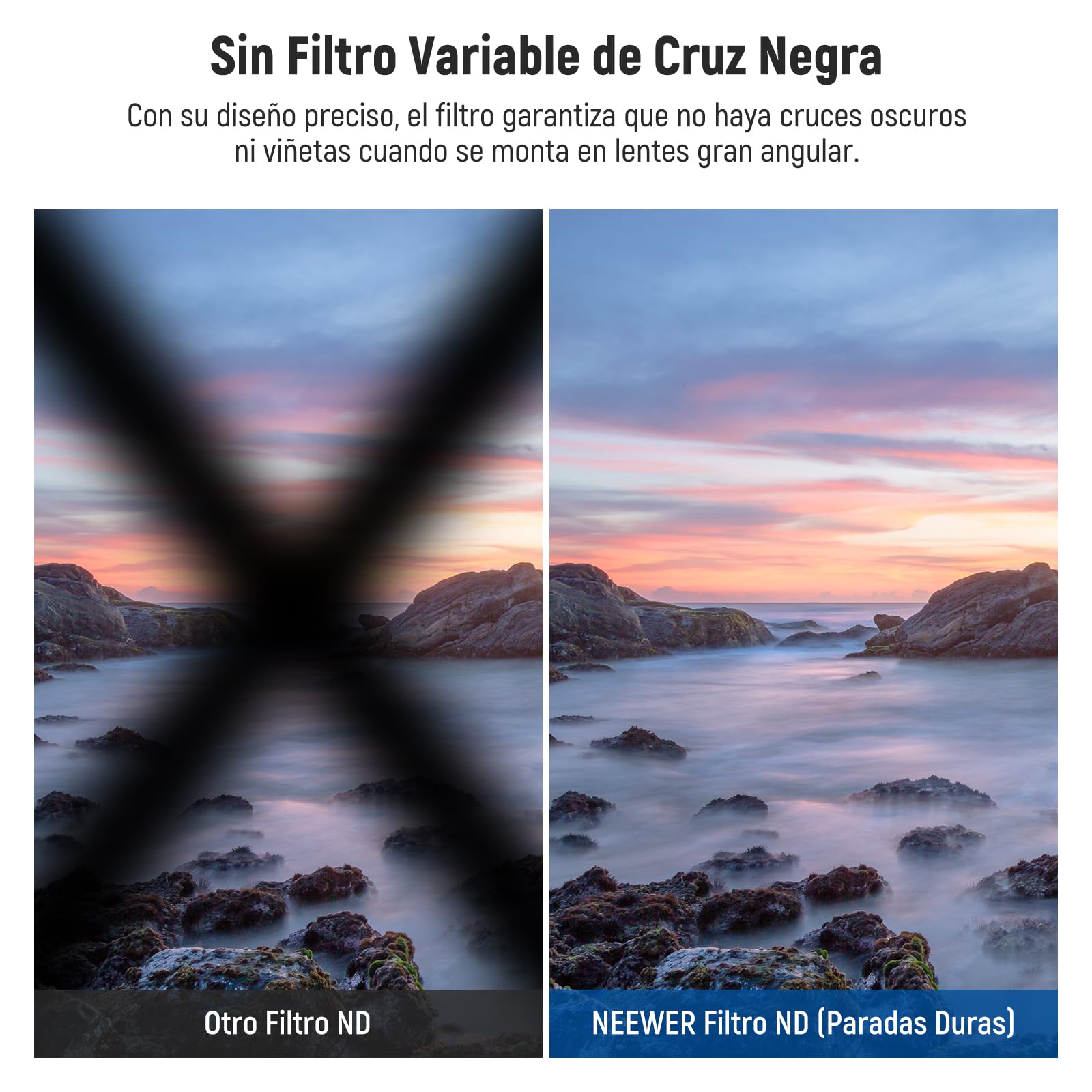 NEEWER 82mm Filtro Parada Dura Color Verdadero ND Variable ND2-32 (1-5 Paradas) Filtro de Densidad Neutra Limitada, Vidrio Optico HD Multicapa/sin Cruz X/Marco Aluminio/Resistente al Agua/Arañazos