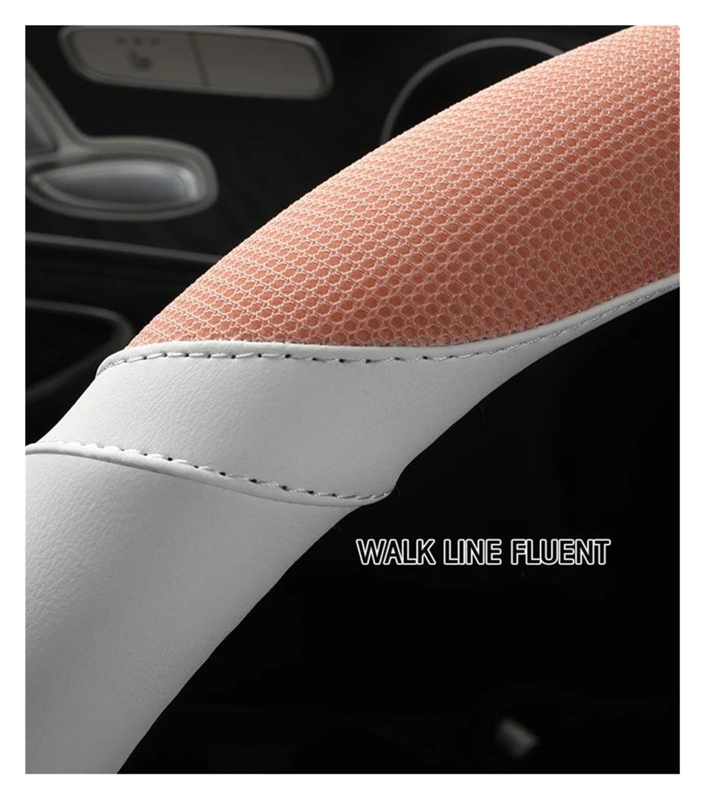 Volantes Cubiertas para Volante Coche Seda Helada 38cm + Cuero para Seat para Ibiza para Exeo para Ateca para Altea para Turedo Funda Volante(White Pink D)