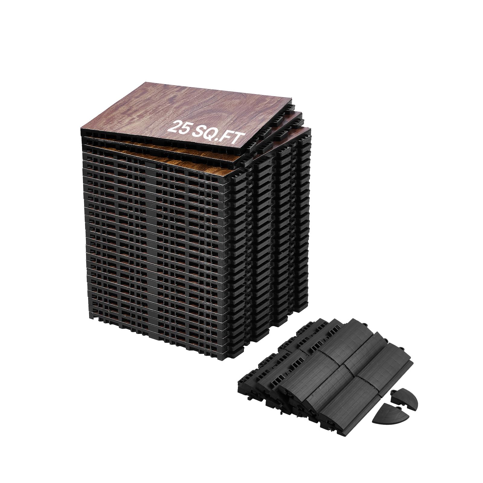 VEVOR Pistas de Baile de PP y PVC, 25 Piezas Entrelazadas, Suelo de Baile Portátil para Práctica de Baile con Base Acolchada (Veta de Madera de Roble, 25 Pies Cuadrados/​Caja), 315 x 315 x 17,​2 mm