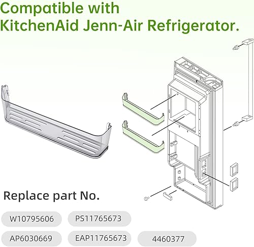 Miniatura 2 de W10887799 W10671656 - Estante de puerta compatible con KitchenAid JennAir refrigerador W10795606 AP6030669 PS11765673 EAP11765673