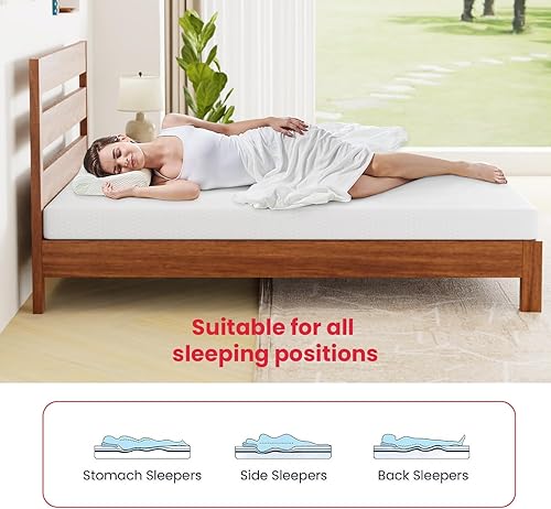 Miniatura 52 de Colchón tamaño matrimonial de 8 pulgadas en una caja, colchón de espuma viscoelástica certificado Certipur US, colchón de gel refrescante para sueño