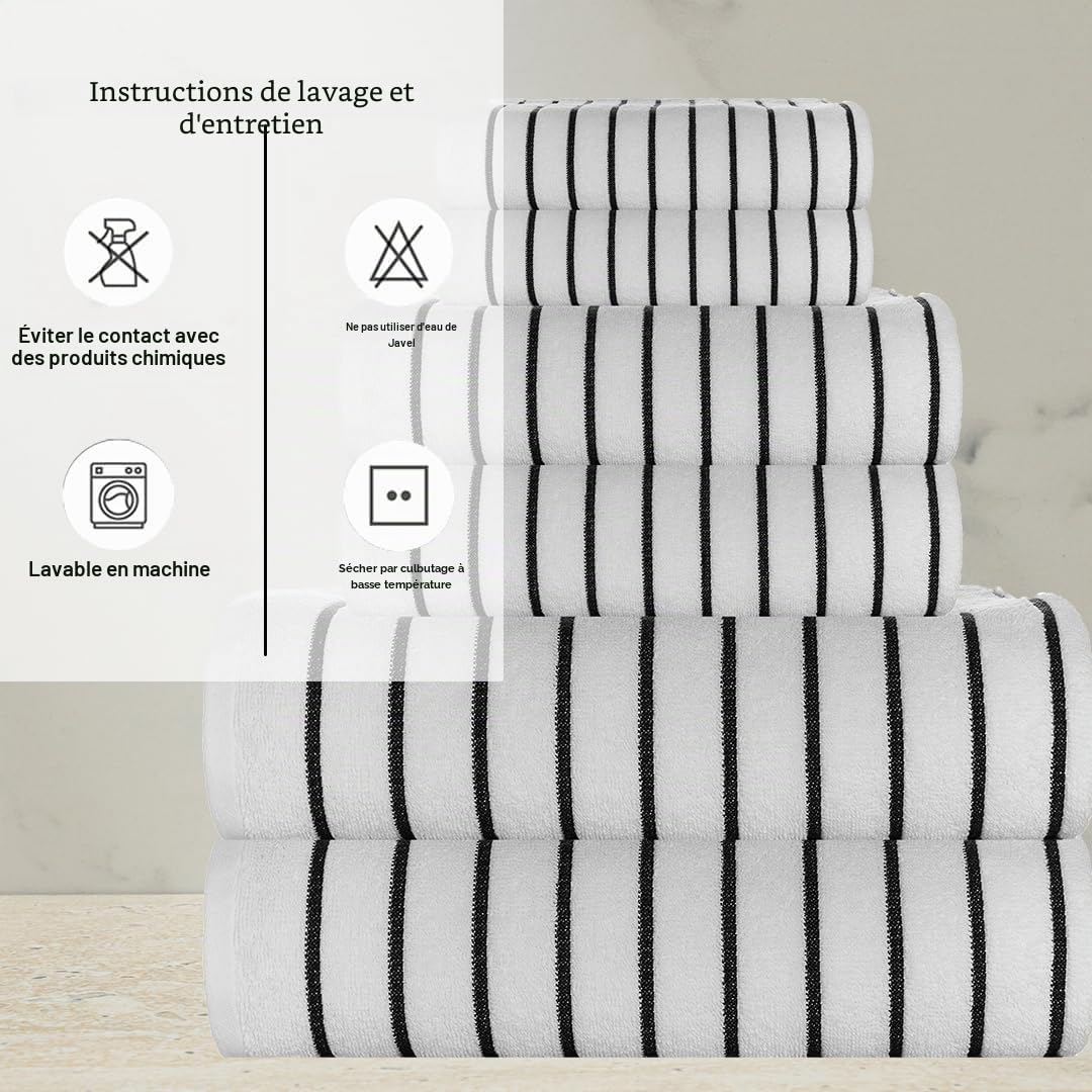Casa Copenhagen Coffret 6 Serviettes Salle de Bain, 600 g/m², Blanc