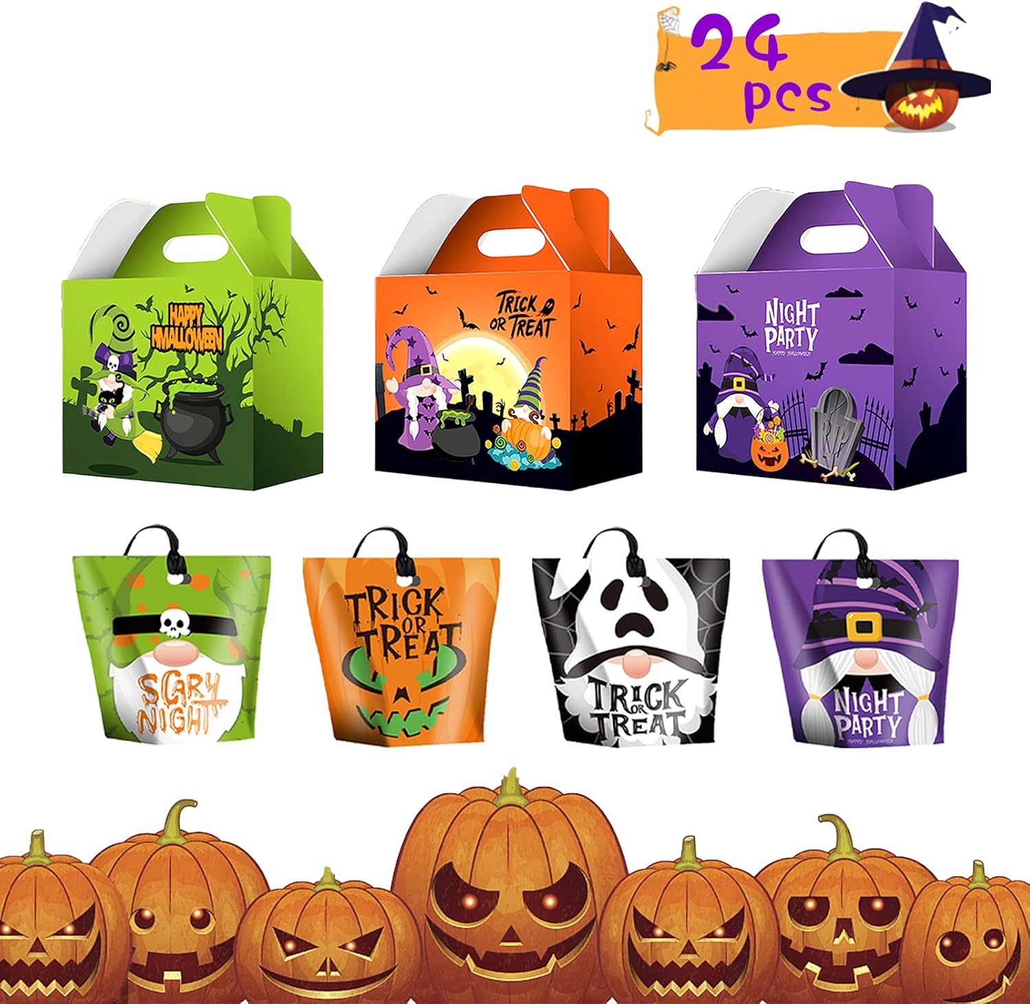 DEETUULET Halloween Treat Bags for Kids, 24 pcs Halloween