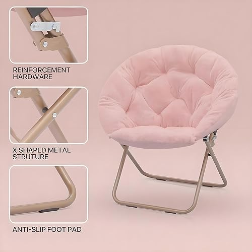 Miniatura 8 de Magshion Silla platillo con otomana, silla de lectura plegable de gran tamaño para adolescentes y adultos, asiento acogedor con marco de metal