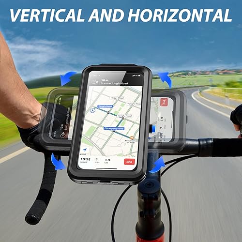 Miniatura 6 de SPORTLINK Soporte para teléfono de bicicleta  Soporte de teléfono para motocicleta con funda impermeable, aluminio giratorio de 360liberación rápida